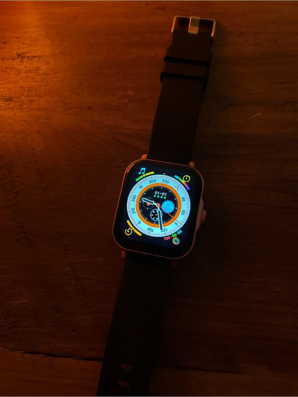 Black Silicone Smartwatch with Rose Gold Case